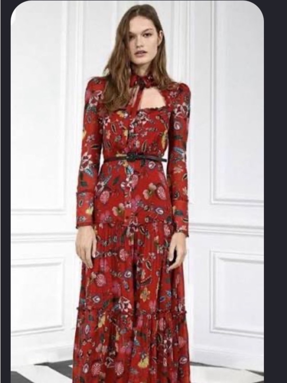 Alexis Womens Rustic Floral Morgana Long MIDI Red Dress Sz XL $560